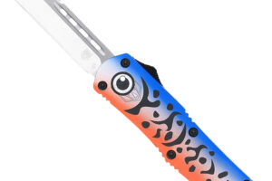 CobraTec Knives MFLBLUFS3TNS FS-3 Fishing Lure Medium 3" OTF Tanto Plain Satin D2 Steel Blade, 4.50" Blue Fishing Lure Aluminum Cerakoted Handle