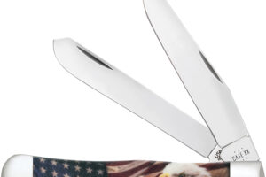 Case 10647 Patriot Trapper 3.24"/3.27" Folding Clip Point/Spey Plain Red/White/Blue, Mirror Polished Tru-Sharp SS Blade, Smooth Synthetic Handle