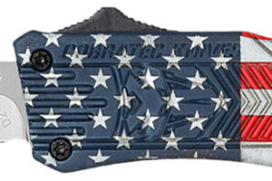CobraTec Knives MUSACTK1MDNS CTK-1 American Flag Medium 3" OTF Drop Point Plain D2 Steel Blade, 5" Red/White/Blue Flag Cerakote Aluminum Alloy Handle