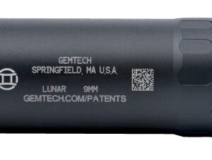 Gemtech 12711 Lunar-9  9mm Luger 1.40" Black Hardcoat Anodized Aluminum 1/2"-28 tpi