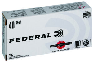 Federal RTP40180 Range & Target  40S&W 180gr Full Metal Jacket 50 Per Box/20 Case