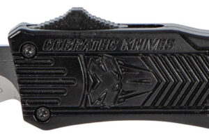 CobraTec Knives SBCTK1SDNS CTK-1  Small 2.75" OTF Drop Point Plain D2 Steel Blade/Black Aluminum Handle Features Glass Breaker Includes Pocket Clip