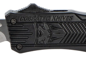 CobraTec Knives SBCTK1STNS CTK-1  Small 2.75" OTF Tanto Plain Black D2 Steel Blade/Black Aluminum Handle Features Glass Breaker Includes Pocket Clip