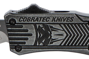 CobraTec Knives SSWCTK1SDNS CTK-1  Small 2.75" OTF Drop Point Plain D2 Steel Blade/Black Stonewashed Aluminum Handle Features Glass Breaker Includes Pocket Clip