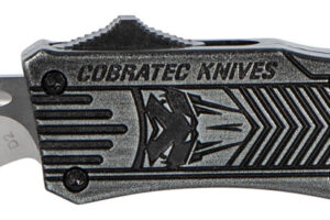 CobraTec Knives SSWCTK1SDS CTK-1  Small 2.75" OTF Part Serrated D2 Steel Blade/Black Stonewashed Aluminum Handle Features Glass Breaker Includes Pocket Clip
