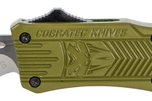 CobraTec Knives SODCTK1SDNS CTK-1 Small 2.75" OTF Drop Point Plain D2 Steel Blade/OD Green Aluminum Handle Features Glass Breaker Includes Pocket Clip