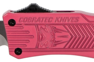 CobraTec Knives SPKCTK1SDNS CTK-1 Small 2.75" OTF Drop Point Plain D2 Steel Blade/Pink Aluminum Handle Features Glass Breaker Includes Pocket Clip