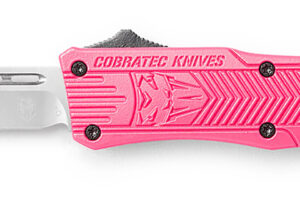 CobraTec Knives SPKCTK1STNS CTK-1 Small 2.75" OTF Tanto Plain D2 Steel Blade/Pink Aluminum Handle Features Glass Breaker Includes Pocket Clip