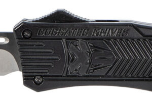 CobraTec Knives MBCTK1MDNS CTK-1 Medium 3" OTF Drop Point Plain D2 Steel Blade/Black Aluminum Handle Features Glass Breaker Includes Side Button