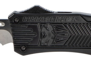 CobraTec Knives MBCTK1MDS CTK-1 Medium 3" OTF Drop Point Part Serrated D2 Steel Blade/Black Aluminum Handle Features Glass Breaker Includes Pocket Clip
