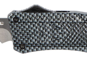 CobraTec Knives MSCFTK1MDS CTK-1 Medium 3" OTF Drop Point Part Serrated D2 Steel Blade/ Carbon Fiber Aluminum Handle Features Glass Breaker Includes Pocket Clip