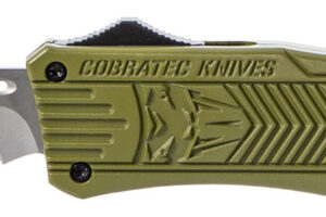 CobraTec Knives MODCTK1MDS CTK-1 Medium 3" OTF Drop Point Part Serrated D2 Steel Blade/OD Green Aluminum Handle Features Glass Breaker Includes Pocket Clip