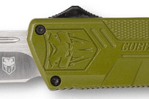 CobraTec Knives ODCTLWDNS Lightweight 3.25" OTF Drop Point Plain D2 Steel Blade/OD Green Aluminum Handle Includes Pocket Clip