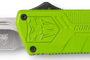 CobraTec Knives ZBGCTLWDNS Lightweight 3.25" OTF Drop Point Plain D2 Steel Blade/Zombie Green Aluminum Handle Includes Pocket Clip