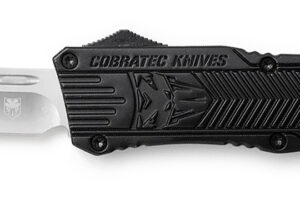 CobraTec Knives LBCTK1LTNS CTK-1 Large 3.25" OTF Tanto Plain D2 Steel Blade/Black Aluminum Handle Features Glass Breaker Includes Pocket Clip