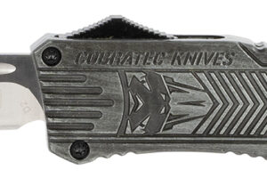 CobraTec Knives LSWCTK1LDNS CTK-1 Large 3.75" OTF Drop Point Plain D2 Steel Blade/ Stonewashed Aluminum Handle Features Glass Breaker Includes Pocket Clip