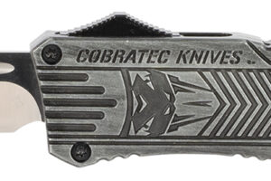 CobraTec Knives LSWCTK1LTNS CTK-1 Large 3.75" OTF Tanto Plain D2 Steel Blade/Stonewashed Aluminum Handle Features Glass Breaker Includes Pocket Clip