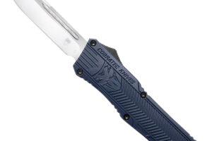 CobraTec Knives LNYCCTK1LDNS CTK-1 Large 3.75" OTF Drop Point Plain D2 Steel Blade/NYPD Blue Aluminum Handle Features Glass Breaker Includes Pocket Clip
