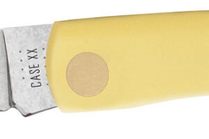 Case 00032 Sod Buster Jr. 2.80" Folding Skinner Plain Tumble Polish Chrome Vanadium Steel Blade/Yellow Synthetic Handle
