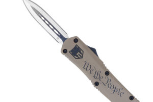 CobraTec Knives MWTPFS3DAGNS We The People Medium 3" OTF Dagger Plain D2 Steel Blade/Tan w/"We The People" Features Glass Breaker Includes Pocket Clip