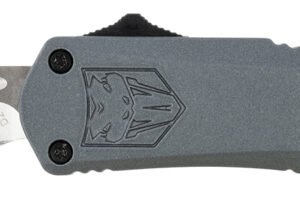 CobraTec Knives SGYFS3DNS FS-3 Small 2.75" OTF Plain D2 Steel Blade/Gray Aluminum Handle Features Glass Breaker Includes Pocket Clip