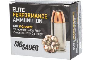Sig Sauer E10MM20020 Elite Performance  10mmAuto 200gr V-Crown Jacketed Hollow Point 20 Per Box/10 Case