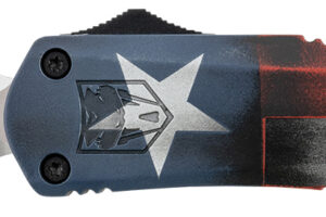 CobraTec Knives MCTXFS3DAGNS FS-3 Texas Flag Medium 3" OTF Dagger Plain Satin D2 Steel Blade, 5" Texas Flag Aluminum Cerakoted Handle