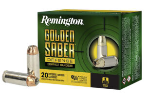 Remington Ammunition R21370 Golden Saber Defense 10mmAuto 180gr Brass Jacketed Hollow Point 20 Per Box/25 Case