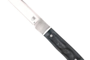 CobraTec Knives CTTHRBLK Trapper Hidden Release 3.12" OTS Drop Point Plain Satin D2 Steel Blade, 4.25" Black Bone Scales Handle