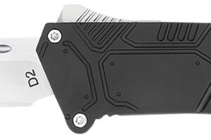 CobraTec Knives BLKSFDNS Special Forces  3.25" OTF Drop Point Plain Satin D2 Steel Blade, 4.75" Black Textured Anodized Aluminum Handle