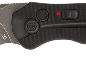 CobraTec Knives BLKDIABLOAUTO Diablo 3.50" Folding Black Stonewashed D2 Steel Blade, 4.75" Black Textured G10 Scales Handle