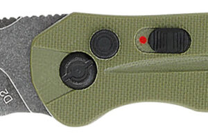 CobraTec Knives ODGDIABLOAUTO Diablo 3.50" Folding Black Stonewashed D2 Steel Blade, 4.75" OD Green Textured G10 Scales Handle