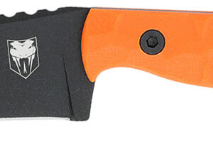 CobraTec Knives CTKPORG KingPin EDC 4" Fixed Drop Point Plain Black Powder Coated D2 Steel Blade, 4" Blaze Orange Textured G10 Scales Handle