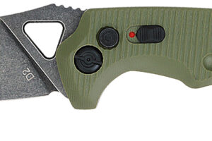 CobraTec Knives ODGAFRYK Ryker 3.75" Folding Plain Black Stonewashed D2 Steel Blade, 5" OD Green Textured G10 Handle