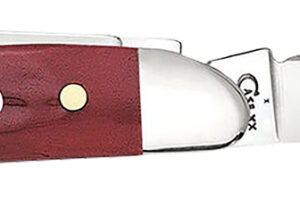 Case 00781 Peanut Medium 2.10"/1.53" Folding Clip Point/Pen Plain Mirror Polished Tru-Sharp SS Blade Corn Cob Jigged Old Red Bone Handle