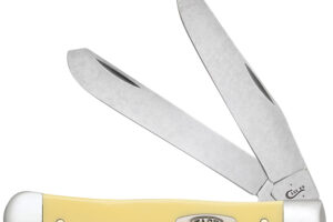 Case 30114 Trapper Folding Clip Point/Spey Plain Mirror Polished Carbon Steel Blade/Smooth Yellow Synthetic Handle