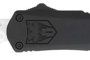 CobraTec Knives SBFS3DNS FS-3 Small 2.75" OTF Drop Point Plain D2 Steel Blade, 4.25" Black Aluminum Alloy Handle