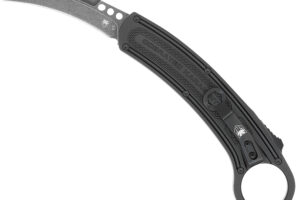 CobraTec Knives CTBKRH Karambit  2.75" Folding Plain Stonewashed D2 Steel Blade, 5.88" Black Anodized w/Finger Ring Aluminum Handle