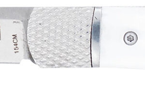 CobraTec Knives CTTHRWTABA154CM Trapper Small 3.13" Folding Plain 154CM SS Blade, 4.25" White Abalone Scales Handle