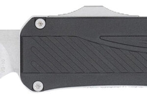 CobraTec Knives CTLGDBLKTNS Legend EDC 3.13" OTF Plain Stonewashed VG-10 SS Blade, 4.75" Black Textured Aluminum Handle