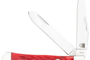 CobraTec Knives CTTDTRPREDBN Trapper Folding 2.88" Clip Point, 2.94" Spey Plain Polished VG-10 SS Blades, 4.44" Red Bone Scales/SS Handle
