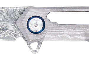 CobraTec Knives CTGSTDAMWNS Ghost 3.88" Folding Wharncliffe Plain Damascus Blade, 4.94" Cut Out Titanium Handle