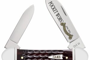 Case 55235 Pocket Worn Canoe Folding 2" Pen/2.63" Spear Plain Tru-Sharp SS Blade, Mahogany Corn Cob Jigged Bone Handle