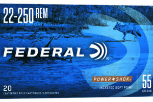 Federal 22250A Power-Shok 22-250Rem 55gr Jacketed Soft Point 20 Per Box/10 Case