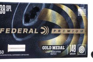 Federal GM38A Premium Gold Medal 38Special 148gr Lead Wadcutter 50 Per Box/20 Case