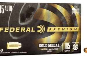 Federal GM45B Premium Gold Medal 45ACP 185gr Full Metal Jacket Semi Wadcutter 50 Per Box/20 Case