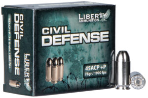 Liberty Ammunition LACD45013 Civil Defense  45ACP+P 78gr Lead Free Fragmenting Hollow Point 20 Per Box/50 Case