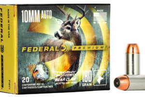 Federal P10T1 Premium  10mmAuto 180gr Trophy Bonded Bear Claw Jacketed Soft Point 20 Per Box/10 Case