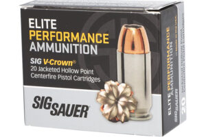 Sig Sauer E40SW220 Elite Performance  40S&W 180gr V-Crown Jacketed Hollow Point 20 Per Box/10 Case